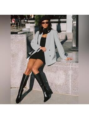 Lioness Wyoming Oversized Blazer Jacket in Grey - Size XXL